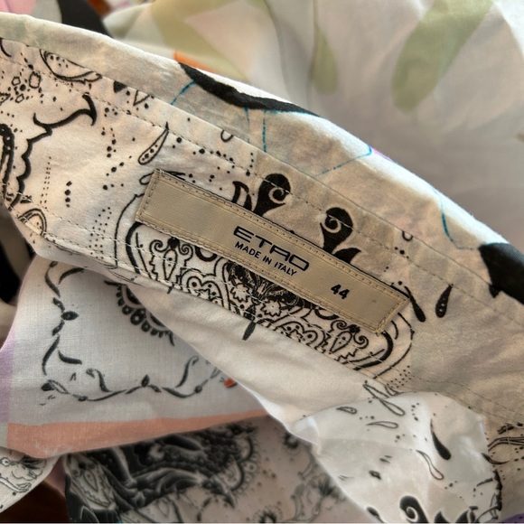 ❤️ Etro Multicolor Patch Work Graphic Button Down Shirt 44 - Picture 5 of 9